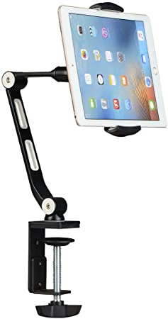Suptek Aluminum Tablet Desk Mount Stand 360° Flexible Cell Phone Holder for iPad, iPhone, Samsung, Asus and More 4.7-11 inch Devices, Good for Bed, Kitchen, Office (YF208B)