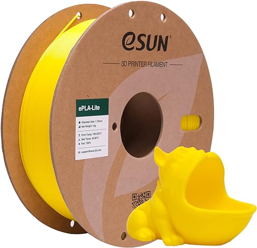 eSUN PLA Filament 1.75mm, High Toughness 3D Printer Filament Upgraded PLA Filament, Dimensional Accuracy  /- 0.03mm, 1KG Cardboard Spool (2.2 LBS) 3D Printing Filament for 3D Printers, Yellow