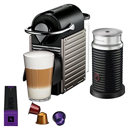 Nespresso Pixie Espresso Maker by Breville with Aeroccino, Titan