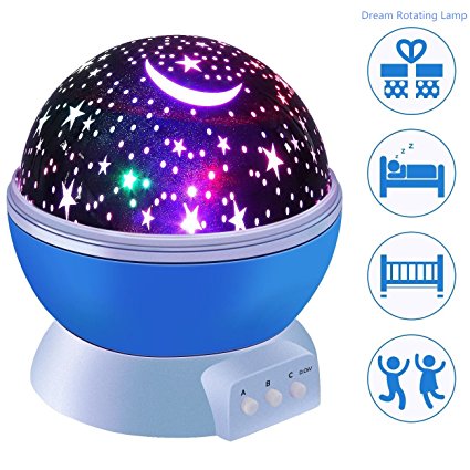 Star Projector Lamp, [New Generation] Novelty Starry Night Light 360 Degree LED Rotating Cosmos Projector with USB Cable for Baby Kids Children Bedroom Decor, Dream Rotating Projection Lamp(Blue)