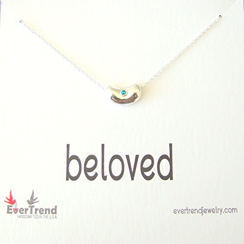 Miscarriage Memorial Silver Bean Birthstone Necklace with "beloved" Card
