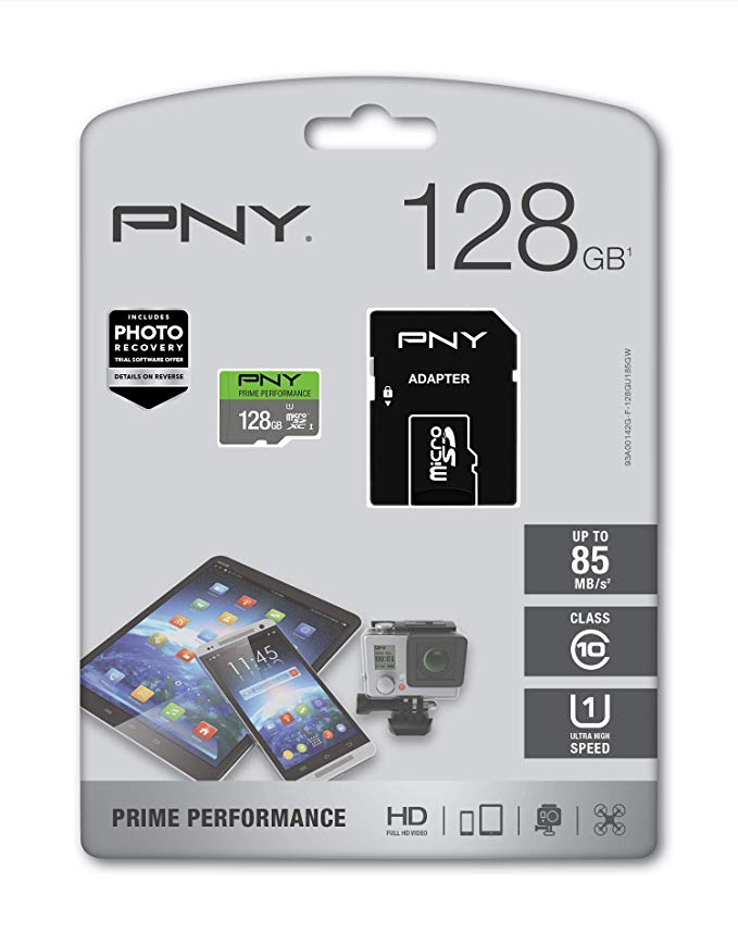 PNY 128GB Elite Performance C10 Memory Card With Adapter 85MB/S