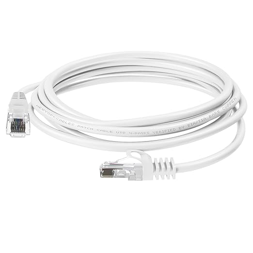 NewYork Cables™ Pack of 5 Cat6 Ethernet Patch Cable | 10 Feet Snagless RJ45 Connector Network Patch Cord | Pure Bare Copper 4 Pair UTP 24 AWG Wire | 10 Gb, 550 MHz High Bandwidth LAN Cable (White)