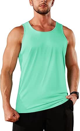 TACVASEN Men's UPF 50  SPF Workout Sleeveless Shirts Quick Dry Muscle Shirt Lightweight Running Tank Tops