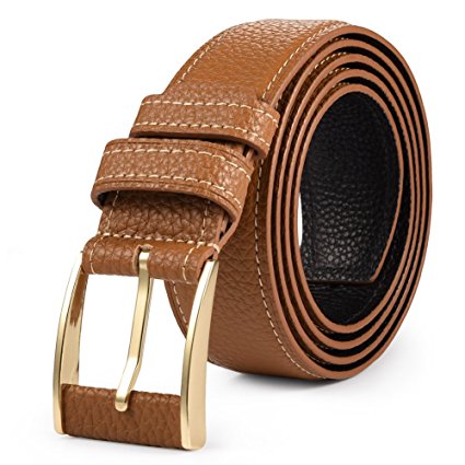 Vbiger Vintage Mens Belt 1 1/2" (38mm) Wide Genuine Leather Smooth Bridle Waist Strap
