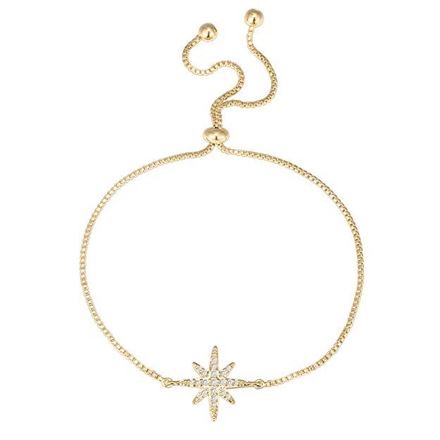 PAVOI 14K Gold Plated Star Celestial Bracelet Infinity Endless Love Symbol Charm Adjustable Bracelet Gift for Women Girls