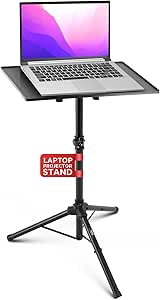 Pyle Universal Laptop Projector Tripod Stand - Adjustable Computer, DJ Equipment Holder Mount with 20'' x 16'' Plate, Height Adjustable 29 to 52 Inches -Portable for Stage,Studio, Home, and Office Use