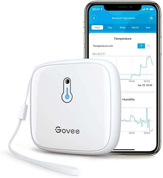 Govee Indoor Hygrometer Thermometer, Bluetooth Temp Humidity Gauge with App Alert and Free Data Export, 2s Data Refresh Mini Humidity Meter for Wine Cellar Greenhouse