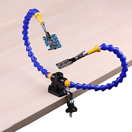 Flexible Helping Hands Soldering, Third Hand, Soldering Station Tool Simple Design for Easy Operation (Two Flexible Unusual Arms, 5cm Adjustable Maximum Space Pinch Clip) (Two Hand)