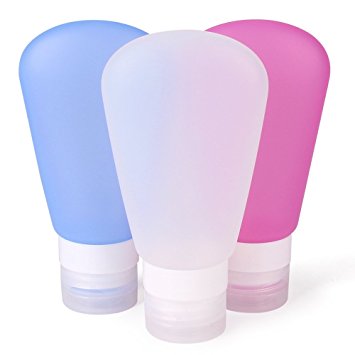 RioRand Travel Bottle leak proof set Food Grade Silicone 60ml 2oz Approved for Flying