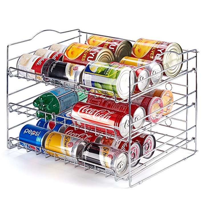 Can Rack Organizer, EZOWare 3-layer Can Food Kitchen Rack Organizer For for Pantry Shelf, Kitchen Cabinet, Countertop, Chrome