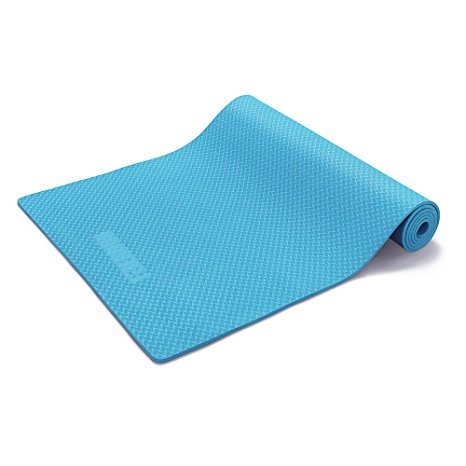 Yoga Mat - 6mm TPE Anti-tear Non-Slip Reversible Exercise Mat for Pilates Workout Fitness with Carrying Strap(&nbsp;72"x 24")