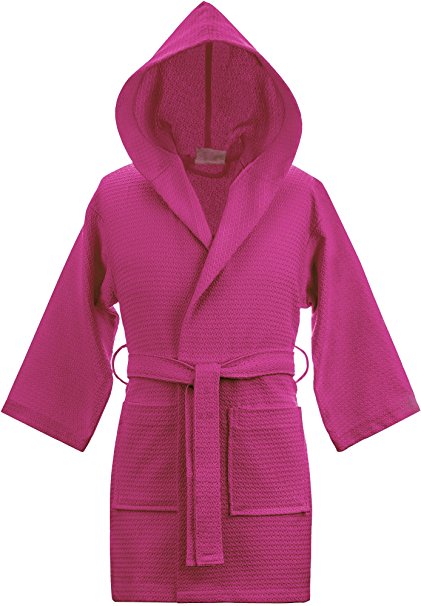 Kid's Hooded Waffle 100% Turkish Cotton Bathrobe