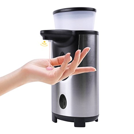 Automatic Touchless Soap Dispenser W/300ML Detachable Liquid Container,Stainless Steel Electric Motion Sensor Hand Free Battery Operated,For Kitchen Bathroom Sink Counter Top-No Leaking&Easy To Clean