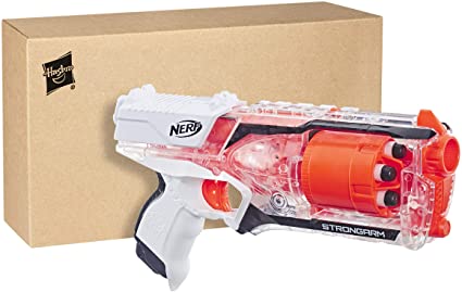 Nerf Elite Strongarm Clear Blaster, Rotating Barrel, Slam Fire, 6 Official Nerf Elite Darts, for Kids, Teens, Adults