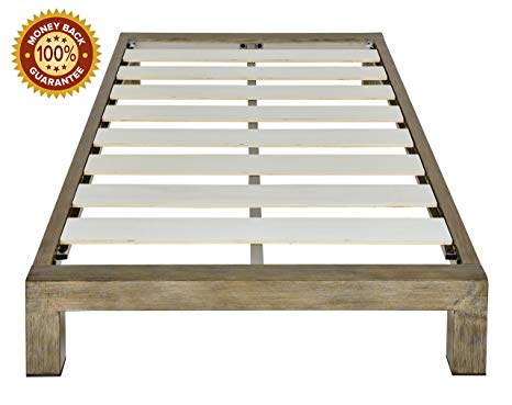 In Style Furnishings Stella Modern Metal Low Profile Thick Slats Support Platform Bed Frame - Twin Size, Gold
