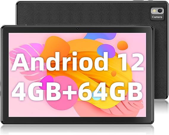 SGIN 4GB RAM 64GB ROM Tablet, Android 12 Tablet with 10 Inch 1280 * 800 IPS Srceen, Octa-Core 2.0GHz Processor, 5MP 2MP Dual Camera, 6000mAh, WiFi, Bluetooth 5.0, GPS, 256GB Expansion