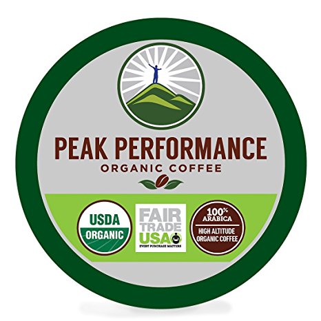 Peak Performance High Altitude Organic Coffee. High Performance Body & Mind Coffee For High Performance Individuals. Fair Trade Beans Full Of Antioxidants. Medium Roast Single Serve KCups 24 Count