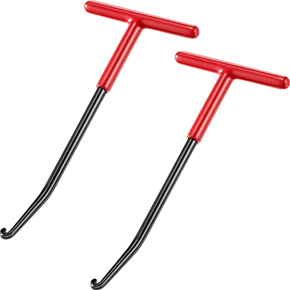 2 Pieces Motorcycle Exhaust Spring Hooks T Shaped Handle Exhaust Spring Hooks Exhaust Pipe Spring Installed Puller Hooks with Rubber Coating for Motorcycle (Red with Black)