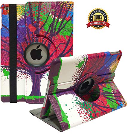 iPad Case Fit 2018/2017 iPad 9.7 6th/5th Generation - 360 Degree Rotating iPad Air Case Cover with Auto Wake/Sleep Compatible with Apple iPad 9.7 Inch 2018/2017 (Big Tree)