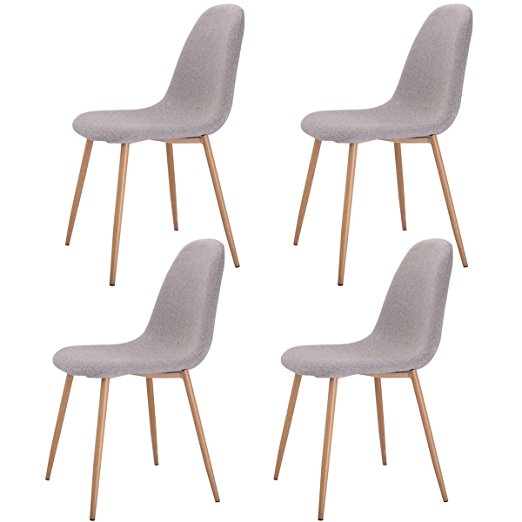 Giantex Set of 4 Modern Dining Accent Side Chairs Wood Legs Home Furniture