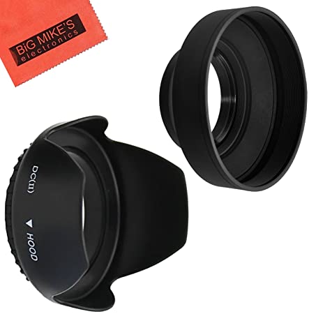 49mm Tulip Flower Lens Hood   49mm Soft Rubber Lens Hood for Select Canon, Nikon, Olympus, Panasonic, Pentax, Sony, Sigma, Tamron SLR Lenses, Digital Cameras and Camcorders   MicroFiber Cleaning Cloth