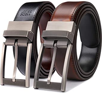 Belts for Men Reversible Leather 1.25” Waist Strap Fashion Dress Buckle Beltox