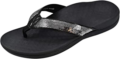 Vionic Women's Tide Sequins Toe Post Sandals - Ladies Flip Flop Sandals with Concealed Orthotic Arch Support