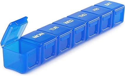 TookMag Extra Large Weekly Pill Organizer, XL Daily Pill Cases 7 Day Pill Box, Oversize Daily Medicine Organizerfor Pills/Vitamin/Fish Oil/Supplements (Blue)