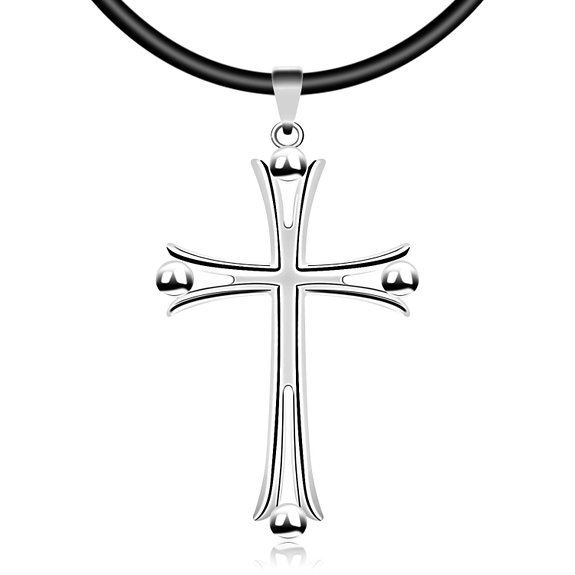 J.Rosee S925 Cross Pendant Necklace Stretch Rubber Charm Bracelets Prayer Jewelry