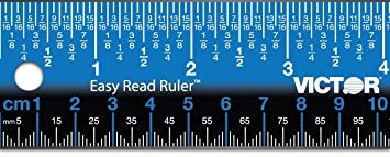 Victor Easy Read Ruler 18" Stainless Steel, Blue (EZ18SBL)