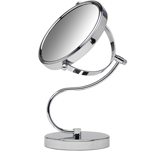 Cute N Curvy Double-Sided Makeup Mirror w/1x 10x Magnification for Vanity Countertop by Mirrorvana, 6-Inch