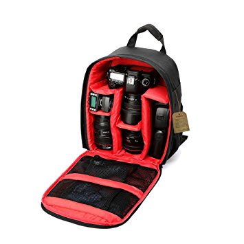 G-raphy Camera Backpack DSLR SLR Camera Bag Padded Backpack for Nikon Canon Sony Olympus Samsung Panasonic Pentax Cameras (Red)