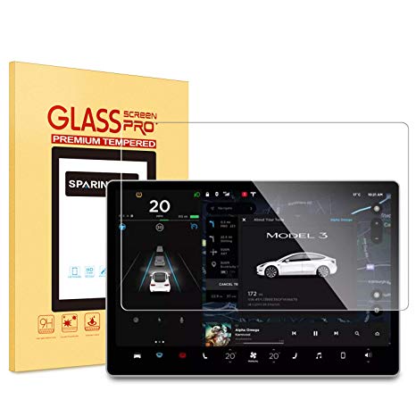 SPARIN Screen Protector for Tesla Model 3 Central Control 15 inch Touchscreen Car Navigation Screen / 9H Tempered Glass/Scratch Resistant