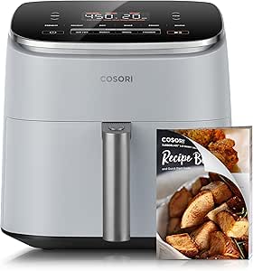 COSORI Air Fryer 9-in-1, Compact but Large 6 Qt, 5 Fast Fan Speeds with 450F for Ultra Crsipy, 95% Less Oil, 100+ In-App Recipes, Roast, Bake, Dehydrate, Reheat, Broil, Proof, Light Gray