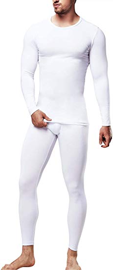 DEVOPS Men's Thermal Wintergear Heat-Chain Microfiber Fleece Underwear Baselayer Top & Bottom (Long Johns) Set