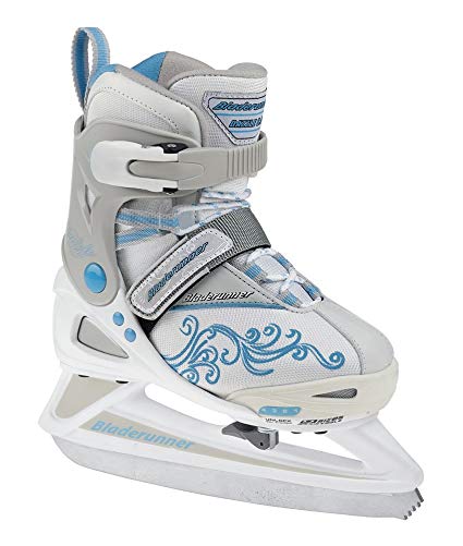 Bladerunner Rollerblade Girls Adjustable Phaser 4 Size Ice Skate (White/Light Blue, US 11j to 1)