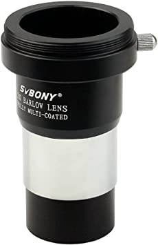 Svbony Barlow 2x Multi-Coated All Metal with M42X0.75mm Camera Interface for 1.25" Standard Astronomy Telescope Eyepiece