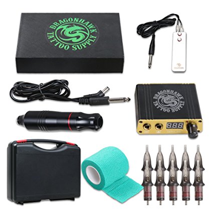 Dragonhawk Cartridge Tattoo Machine Kit Pen Rotary Tattoo Machine Cartridge Needles Power Supply for Tattoo Artists 1013-7