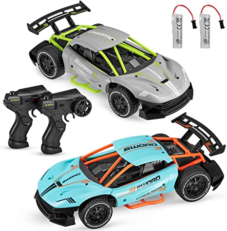 2PACK Remote Control Car, RC Drift Cars for Kids with with 4 Rechargeable Batteries,2.4Ghz RC Cars 1/24 Scale 14KM/H Racing Sport Toy Cars for Boys Girls Xmas Gifts.