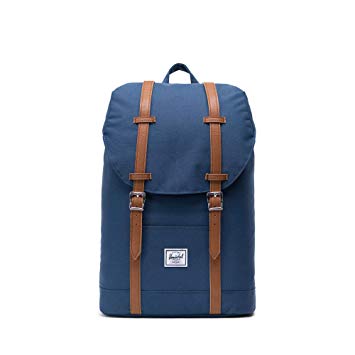 Herschel Supply Co. Retreat Mid-Volume Backpack, Navy/Tan Synthetic Leather