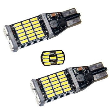 Bulbeats 1000 Lumens Canbus Error Free 2 x 45-BT Chipsets 921 912 W16W LED Bulbs For Backup Reverse Lights Xenon White 6000K