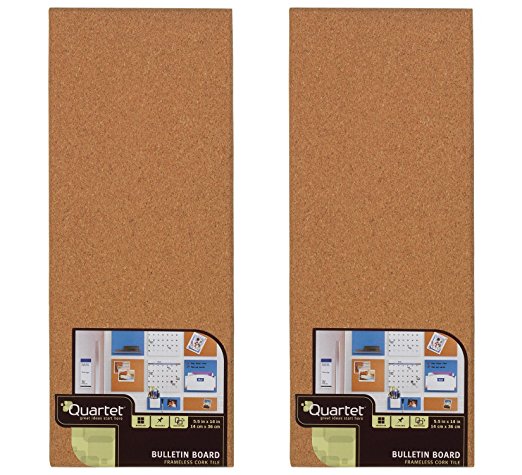 Quartet 48110 Modular Natural Frameless Bulletin Board, 5.5 x 14 Inches, Cork, 2-Pack