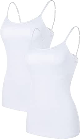 ATTRACO Women's Cotton Camisole Shelf Bra Spaghetti Straps Tank Top