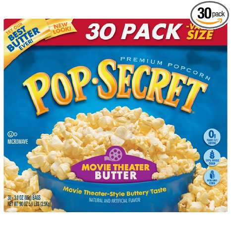 Pop Secret Popcorn, Movie Theater Butter, 30 Count, Net Wt. 5.6Lb.(90oz)