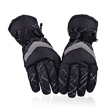 HUO ZAO Winter Snow Ski Gloves for Mens Warm Waterproof Winter Outdoor Cycling Snowmobile M