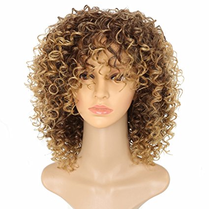 Women's Wig African American Wig Synthetic Curly Hair Brown T27/33 Daily Replacement Wig M642m by MARIAN