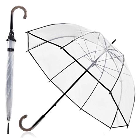 52 Inch Bubble Umbrella for Women,Transparent Dome Clear Umbrella Stick Wedding Umbrella Large Windproof Rain Umbrellas for Adults Girls Men