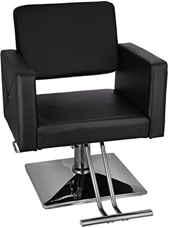 OrangeA Hydraulic Barber Chair PU Leather Barber Salon Chair Hydraulic Lift Square Base Hairdressing Styling Chair SPA Salon Beauty Equipment Barber Chair