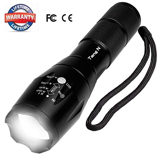 LED Flashlight Tactical Portable waterproof Zoomable Resistant Illumination Handheld Mini with 5 Modes Best Ultra Bright Tools for Camping Hiking Hunting Fishing Riding(Batteries Not Included)